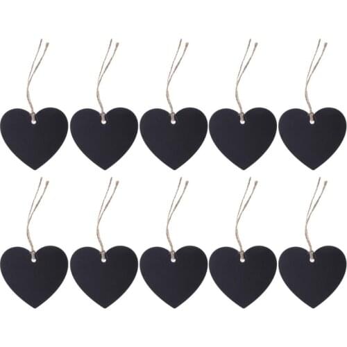 10Pcs Mini Blackboard Pendant DIY Double Side Heart Shaped Wood Black Board Chalkboard Home Furnishing Decor