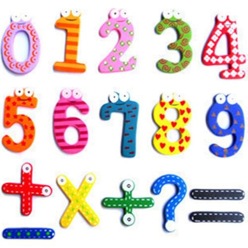 15pcs/set Wooden Fridge Magnets Sticker Number Figure Stickers For Baby Kids Mathematics Toys Home Decoration Accessories