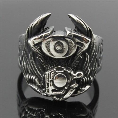 2015 Newest Fashion Design 316L Stainless Steel Biker Wings Biker Engine Ring Wholesale Price