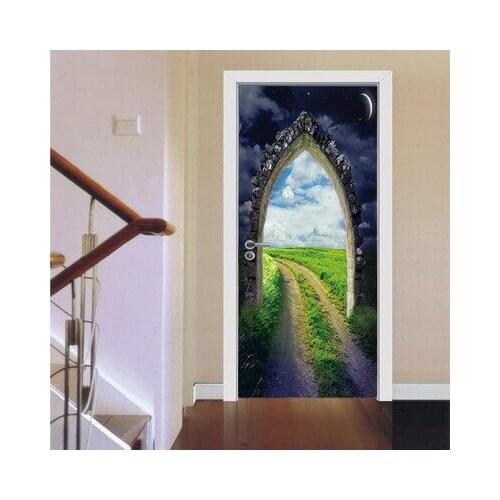 2017 New 3D Door Decoration Wall Stickers Landscape Wall Decals Living Room Bedroom Home Decoration Poster Wallpaper Mural