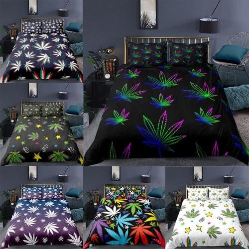 2021 3D Tropical Leaves Bedding Set Soft Microfiber Plant Duvet Cover Sets Queen King Size Quilt Cover With Pillowcase 2/3pcs