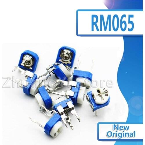 50pcs RM065 RM-065 100 200 500 1K 2K 5K 10K 20K 50K 100K 200K 500K 1M ohm Trimpot Trimmer Potentiometer variable resistor
