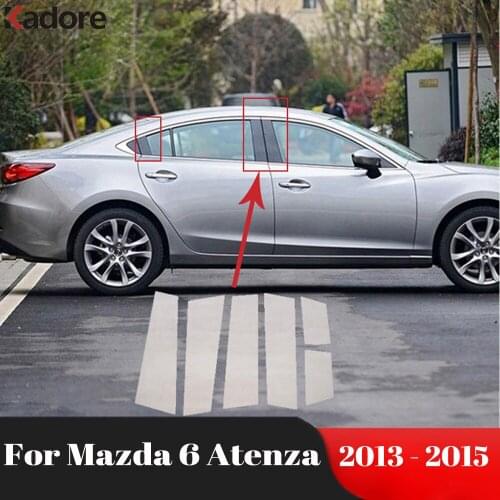 For Mazda 6 MAZDA6 Atenza 2013 2014 2015 Sedan Stainless Steel Window Center Pillar Cover Trim Post Strip Frame Trim Car Styling