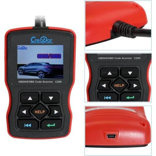 High quality Genuine Creator C200 OBD2/EOBD code reading card 2.4" color screen car detector auto diagnostic tool free shipping