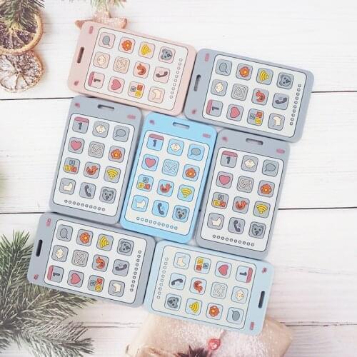 Chenkai 5PCS Silicone Phone Teether Cartoon Bear Teething Food Grade For DIY Chewing Nursing Pacifier Chain Accessories