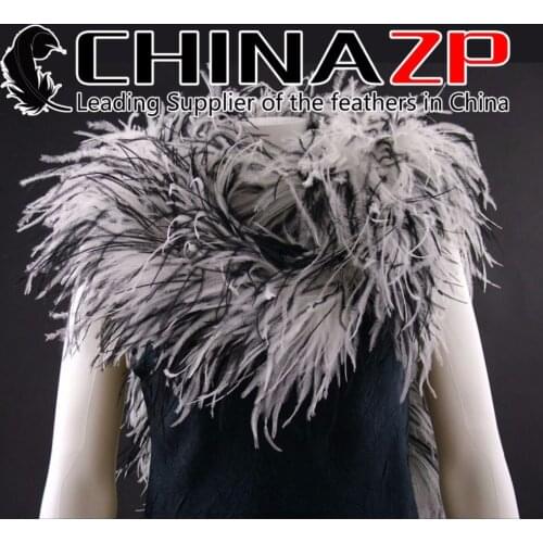 CHINAZP Crafts Co. Ltd 2yards/lot 2ply Exporting Good Quality Dyed White and Black Ostrich Feather Boas