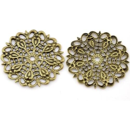 DoreenBeads Copper Embellishments Findings Flower Antique Bronze Flower Hollow Pattern 25mm(1") Dia, 3 PCs new