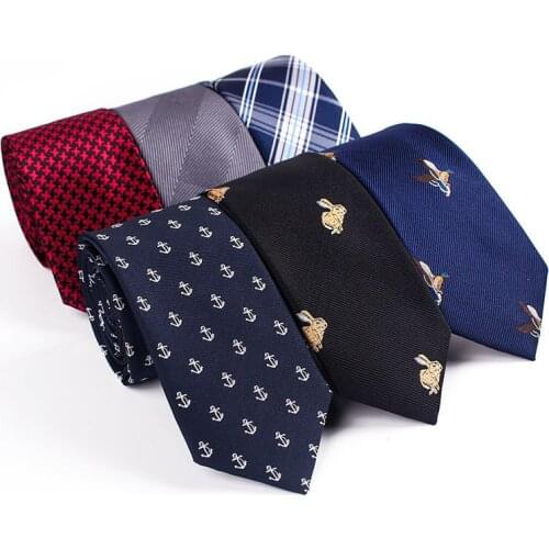 Ricnais Cartton Animal Rabbit Mens 6cm Ties Silk Jacquard Weave Tie Slim Necktie Classic Fashion Business Wedding Tie For Men