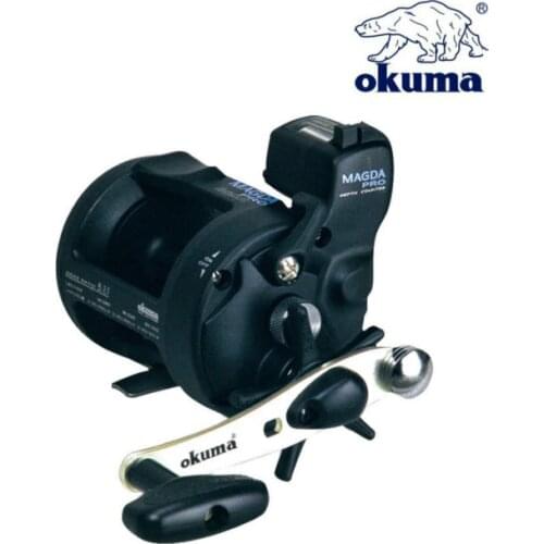 Okuma 2BB 5.1:1 Drum Wheel Fishing Reel with Line Counter Aluminum Alloy Fishing Trolling Wheels Left Right Handed Reel De Pesca