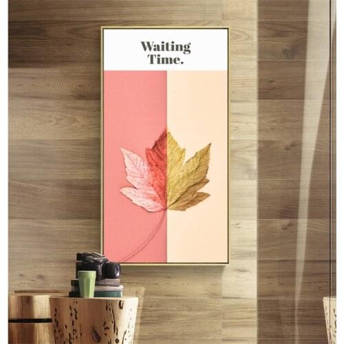 Maple Leaf Plant Personalized & Creative Home Mural Decorative Painting Pant Pink Base Color Painting Long Strip Size Picture