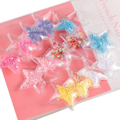 Korea Cute Transparent Sequins Quicksand Heart Rabbit Crown Pentagram DIY PVC Hairpin Heart Garment Appliques For Decoration