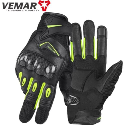 Retro Leather Motorcycle Gloves Four Seasons Breathable Guantes Moto Carbon Fibre Motocross Gloves Touch Screen For Man Gloves