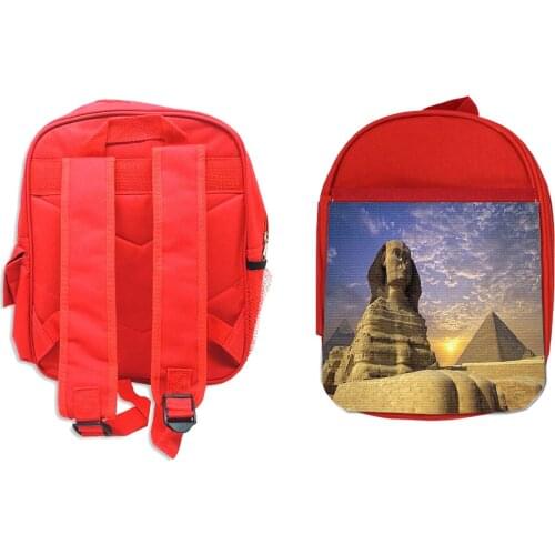 MERCHANDMANIA red backpack Sphinx Egypt GIZA pyramids for school material Children child girl personalized