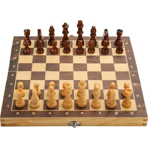 39x39CM Magnetic Wooden Folding Chess Set with 2 Extra Queens Handmade Game Boards To Store Beginners Large Chess Board