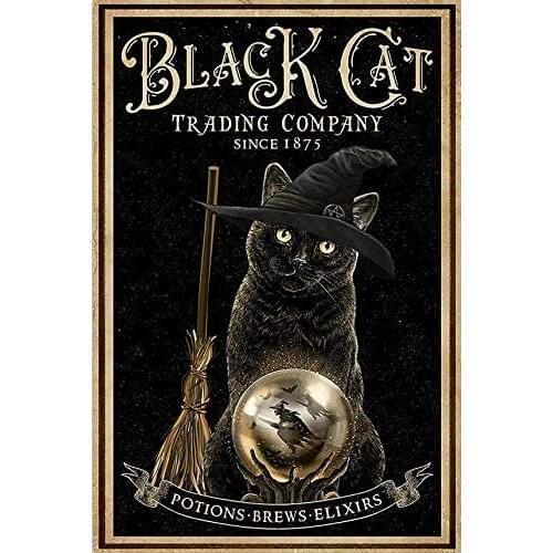 Cat Metal Wall Decor Witch Black Cat Trading Company Cat Art Print