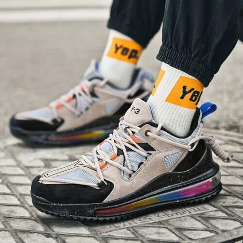 ADBOOV Retro Fashion Sneakers Men Rainbow Full Air Cushion Running Shoes Men Trainers