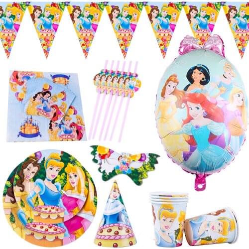 Disney Snow White Cinderella Princess Girls Party Supplies Set Paper Plate Cup Tablecloth Birthday Decoration Baby Shower
