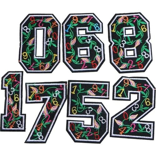 1 Pcs Arabic numerals with flowers, digital patterns Cartoon icon Iron on Patches for Clothing DIY Patchwork Custom Badges