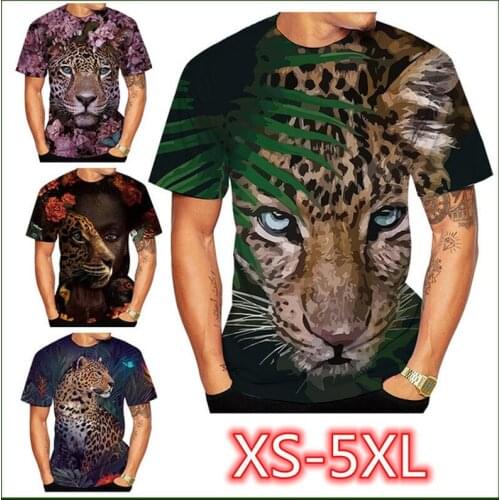 New Fashion Womens/Mens/kid Leopard 3D Print Short Sleeve T-Shirt