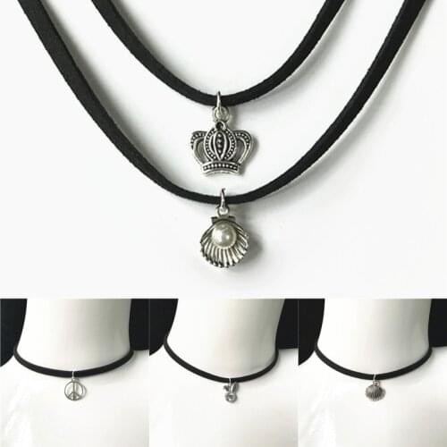 New Fashion Jewelry Simple Black Velvet Ribbon Crystal Necklace Alloy Pendant Chokers Necklace For Women 2021 Jewelry Gift