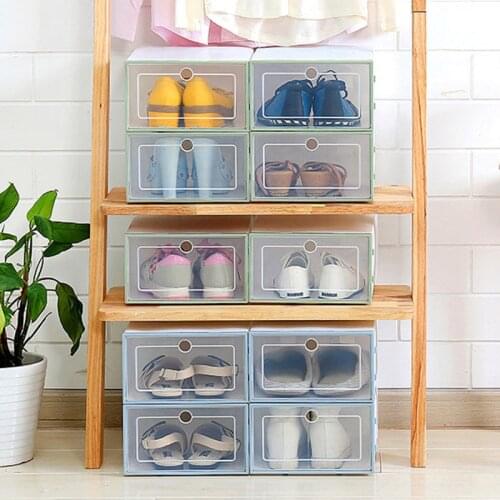 New Transparent Plastic Shoe Box Flip Design Shoe Storage Artifact Home Storage Tool SCI88