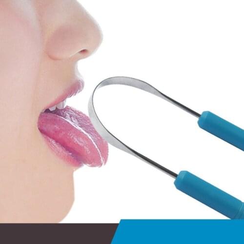Healthy Tongue Cleaner Stainless Steel Silica Handle Tongue Scraper Oral Hygiene Dental Cleaning Brush Oral Care