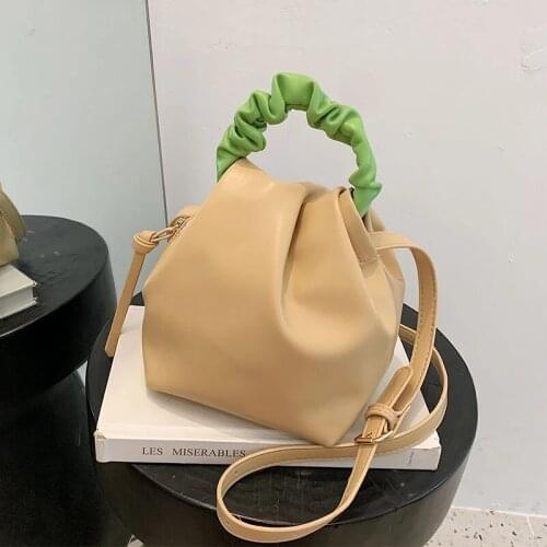 Pleated Tote Bag 2021 Fashion New High-quality PU Leather Womens Designer Handbag Lady Travel Shoulder Messenger Bag