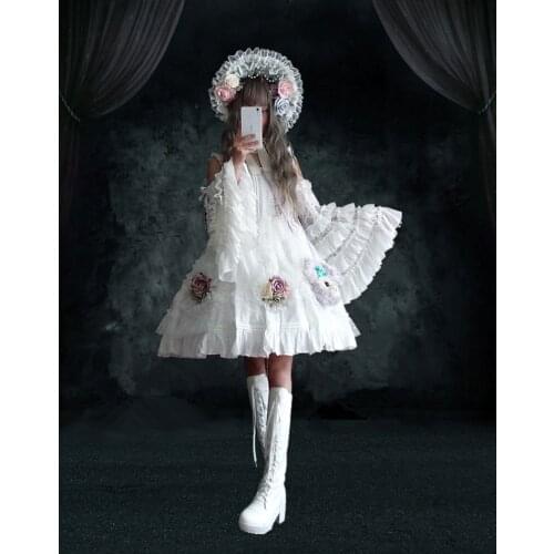 Princess Lolita Palace retro lolita accessories lace sleeve black white dress victorian dress kawaii girl gothic accessories