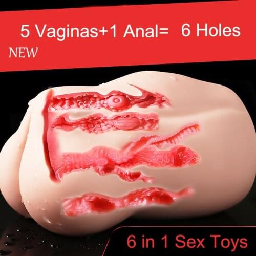 Six Holes Adult Sex Toys Silicone Molds Realistic Vagina for Men Anal Ass Real Pussy 6 in 1 Male Masturbator Cup Erotic Products