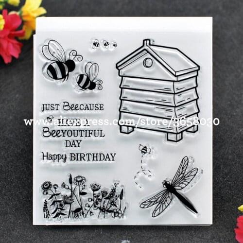 Happy BIRTHDAY JUST BeeCAUSE Scrapbook DIY photo cards rubber stamp clear stamp transparent stamp 9.5x10.5cm 8052677
