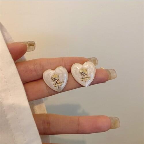 S925 needle earring 2021 new fashion earring design feeling retro love ear clip without ear hole