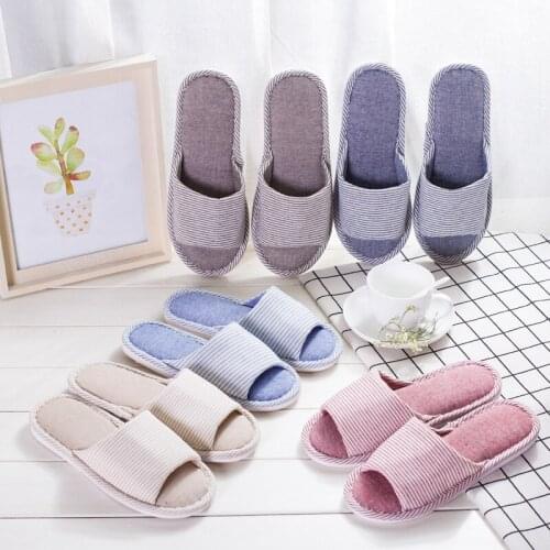 Spring and Autumn Handmade Slippers Japanese Cotton Linen Slippers Lovers Home Indoor Shoes Leisure Non-slip Thick Slippers
