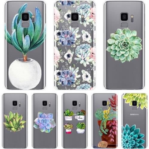 Flower Succulent Phone Case Silicone For Samsung Galaxy Note 4 5 8 9 Soft Back Cover For Samsung Galaxy S5 S6 S7 Edge S8 S9 Plus