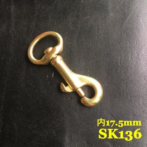 SK136) 2pc Solid Brass Spring Snap Hook Swivel Clasp Key Ring Chain Hardware