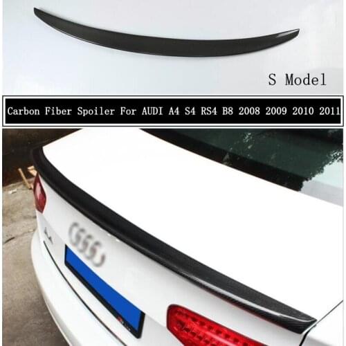 Carbon Fiber Spoiler For AUDI A4 S4 RS4 B8 2008 2009 2010 2011 Wing Lip Spoilers High Quality Car Accessories