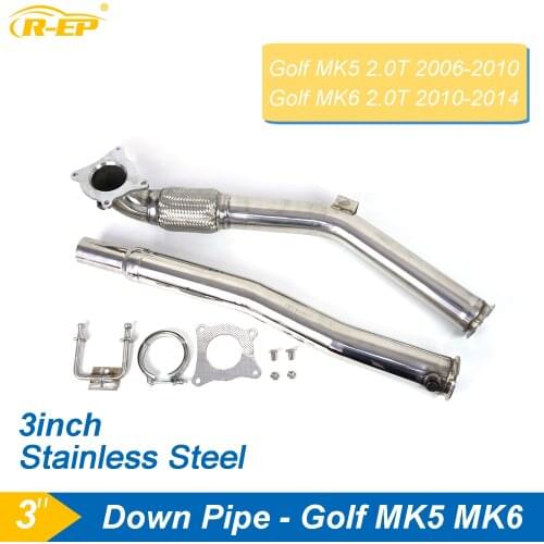 Car Exhaust Downpipe Fits for VW Golf GTI MK5 MK6 Jetta 2.0T Turbo Down Pipes Stainless Steel RP-D002
