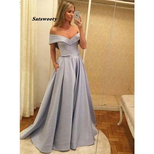 Abendkleider 2021 Elegant Evening Dress Long Abiye Gece Elbisesi Satin Off the Shoulder Robe De Soiree Formal Party Gowns