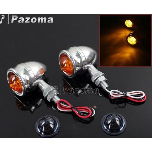 1 Pair Polished LED Turn Signal Flash Light Motorcycle Amber Smoke Lens Indicator Lamp for Harley Custom Softail Fatboy Chopper