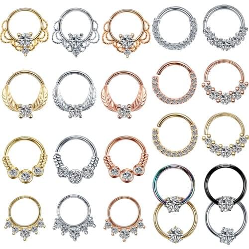 2020 Creative 1Pc Steel Septum Ring Piercing Nose Ring Hoop Zircon Cartilage Earrings Tragus Piercing Body Jewelry Wholesale