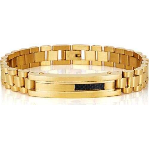 10MM Thick Watch Chain Style Bracelets for Men Nickel-Free Hypoallergenic Jewellery Golden 316L Stainless Steel 8 Inches Drop