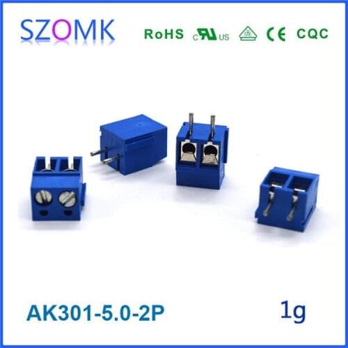 100 pcs/lot, Blue color 5.0mm pitch and 2 pins connectors electric terminal block in high quality connectors