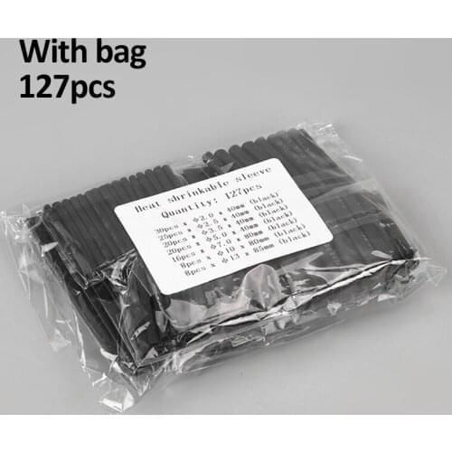 127pcs Black Heat Shrink Tube able sleeve tubing Polyolefin tube heat shrinkable tube Insulated Thermoresistant tube