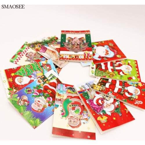 18Pcs/Pack Cartoon Santa Claus Christmas Greeting Card Navidad Postcards Xmas Greeting Cards Christmas Decorations For Home Gift