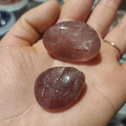 2pcs Natural Strawberry Quartz Crystal Rock Rough Stone Mineral Specimen Chakra Reiki Healing Gemstone Home Deco