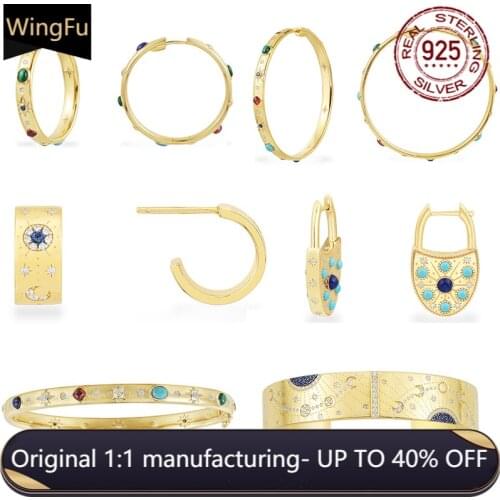 2021.7 month new S925 sterling silver Monaco jewelry set bracelet earrings Roman style women blue stone jewelry gift