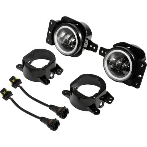 30W 4 Inch Round Led Fog Light Lamp White Halo Ring Angel Eyes&White Lamp DRL Bulb Angle Eyes for Jeep Wrangler JL 2018-2020