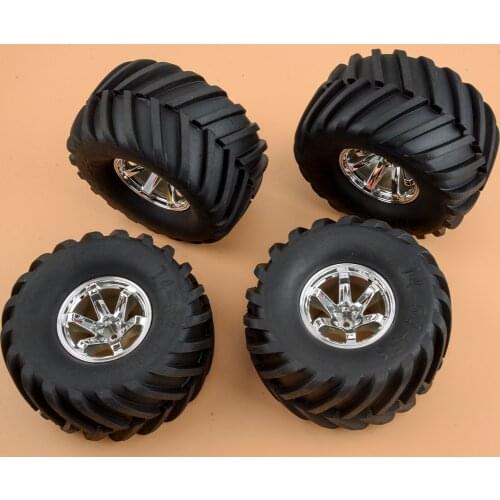 4pcs 135mm Rubber Tyre Tire Wheel Rim AX-3003 Accessories Fit for 1/10 RC Bigfoot HSP HPI Car Large Deep Lugs