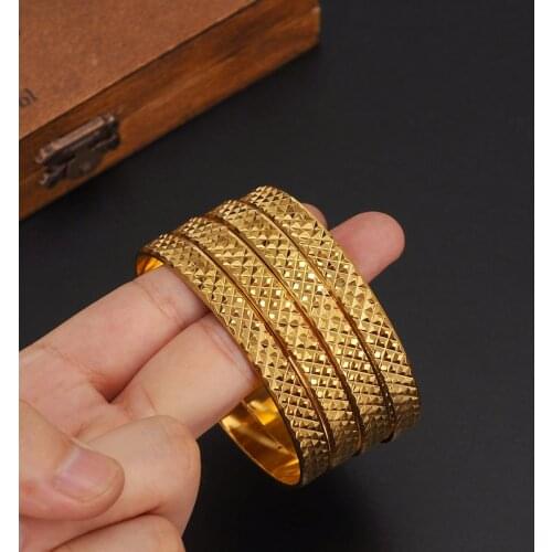 4PCS Dubai Gold Jewelry Bangles For Ethiopian Bangles Bracelets Jewelry chinese wedding bridal women men girks Bangles Gift