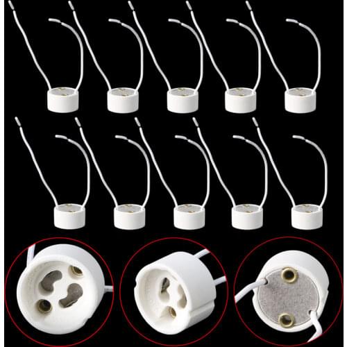 5pcs Ceramic GU10 G4 MR16 MR11 GU5.3 Base Socket Adapter Wire Connector LED Bulb Halogen Lamp Holder Base