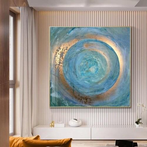 Abstract Blue Gold Painting Canvas Scandinavian Posters And Prints Painting On Canvas Living Room Home Interior Decoration Paint